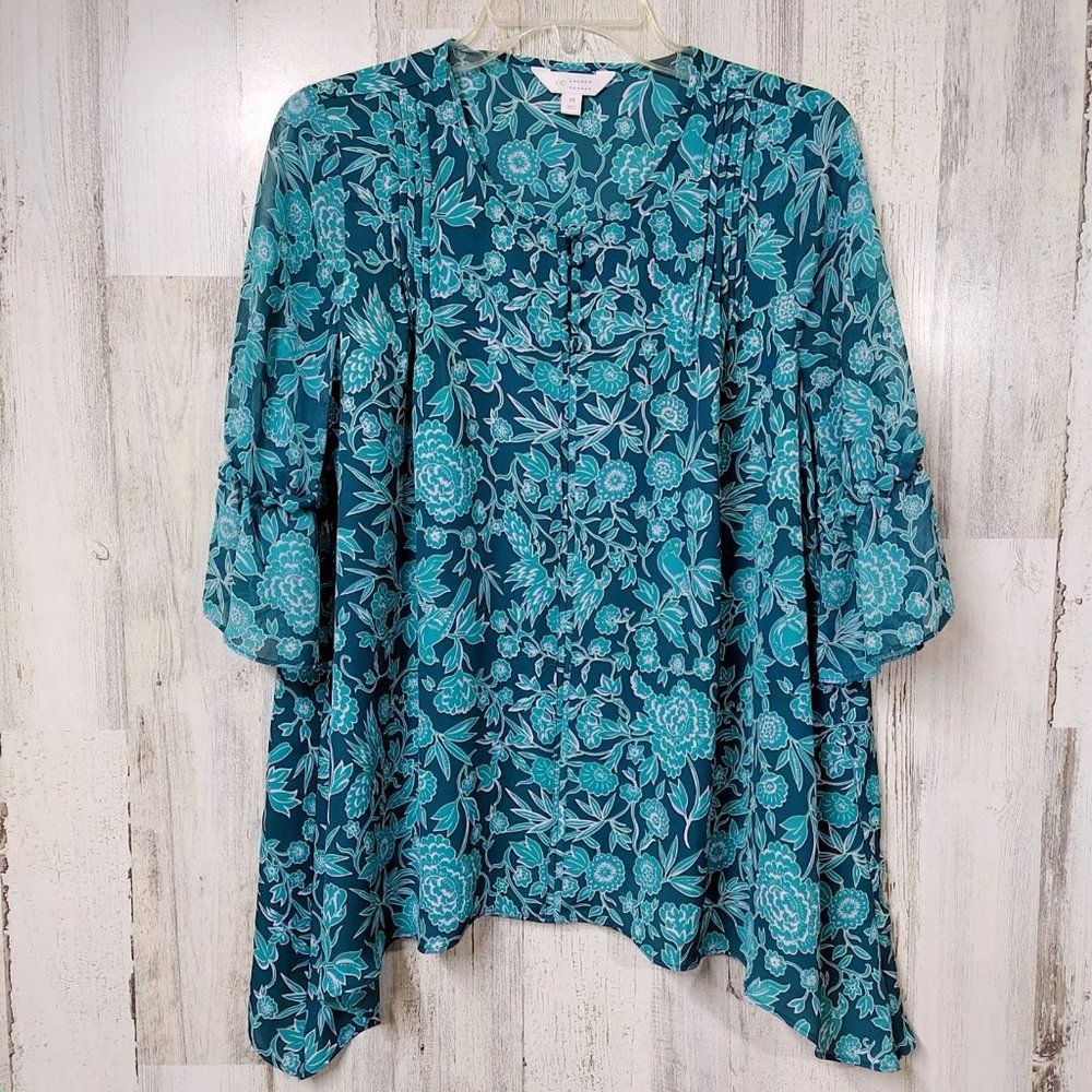LC Lauren Conrad Top Size Medium Floral Bell Sleeves